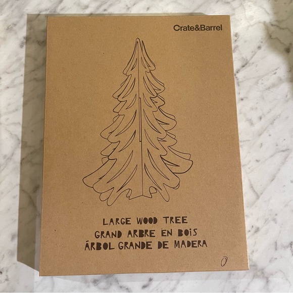 Crate & Barrel set of 2 Wooden Christmas Trees Brand new in box - Picture 4 of 5